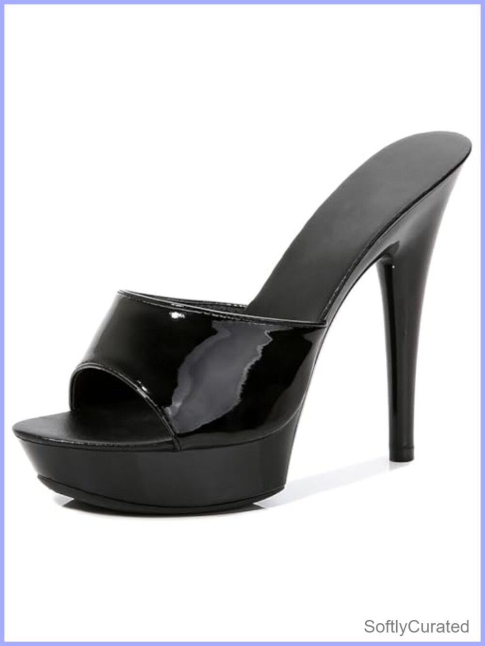 Patent Leather Fish Mouth Stiletto Heeled Sandals Platform